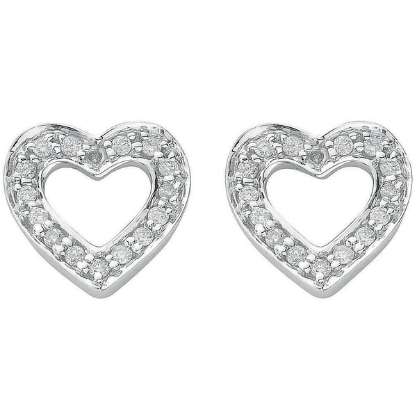 18ct White Gold 0.18ct Diamond Heart Stud Earrings
