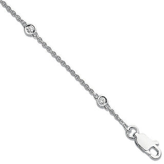 18ct White Gold 0.20ct Diamond By The Yard Rubover Bracelet
