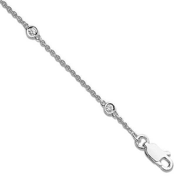 18ct White Gold 0.20ct Diamond By The Yard Rubover Bracelet