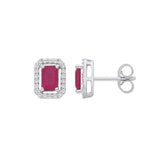 18ct White Gold 0.20ctw Diamond & 1.30ctw Ruby Earrings