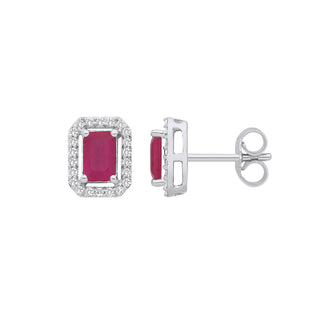 18ct White Gold 0.20ctw Diamond & 1.30ctw Ruby Earrings