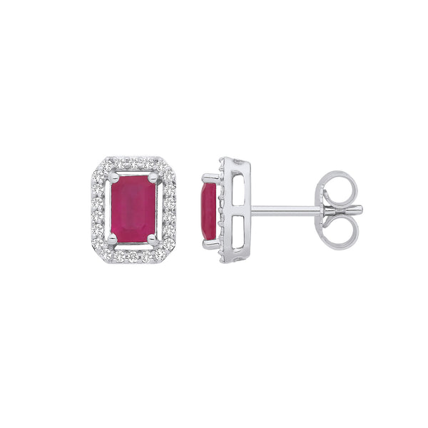 18ct White Gold 0.20ctw Diamond & 1.30ctw Ruby Earrings