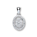 18ct White Gold 0.23ct Diamond Oval Shape Pendant