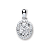 18ct White Gold 0.23ct Diamond Oval Shape Pendant