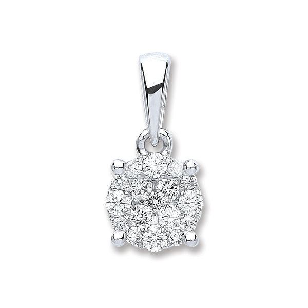 18ct White Gold 0.25ct Diamond Cluster Pendant