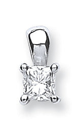 18ct White Gold 0.25ct H/vs Princess Cut Diamond Pendant