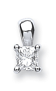 18ct White Gold 0.25ct H/vs Princess Cut Diamond Pendant