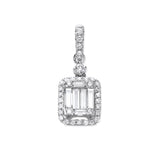 18ct White Gold 0.40ct Baguette & Brilliant Cut Diamond Rectangle Halo Pendant