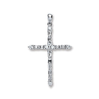 18ct White Gold 0.44ct Diamond Cross Pendant