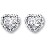 18ct White Gold 0.45ct Diamond Heart Stud Earrings