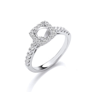 18ct White Gold 0.48ct & (0.65ct Centre) Semi-set Engagement Ring M