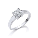 18ct White Gold 0.50ct 4 Stone Princess Cut Diamond Engagement Ring N
