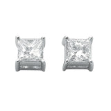 18ct White Gold 0.50ct Claw Set H/vs Princess Cut Diamond Stud Earrings