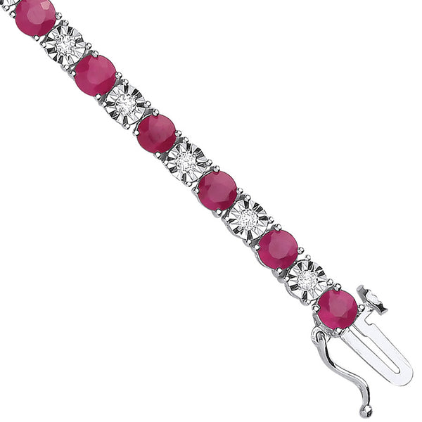 18ct White Gold 0.54ct Diamond & 5.30ct Ruby Bracelet