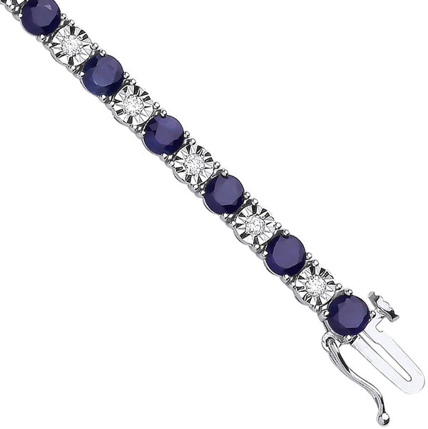 18ct White Gold 0.54ct Diamond & 5.30ct Sapphire Bracelet