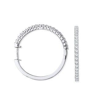 18ct White Gold 0.70ct Claw Set Diamond Hinged Hoop Earrings