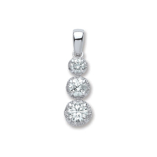 18ct White Gold 0.75ct Diamond Trilogy Pendant