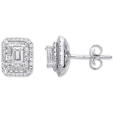 18ct White Gold 0.75ct Emerald Cut Rectangular Stud