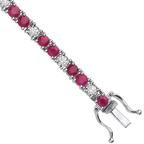 18ct White Gold 0.80ct Diamond & 5.00ct Ruby Bracelet