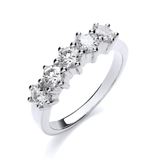 18ct White Gold 1.00ct 5 Stone Diamond Eternity Ring