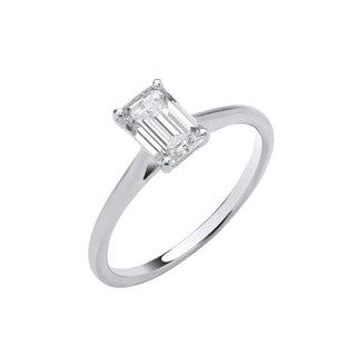 18ct White Gold 1.00ctw Emerald Cut Lab Grown Diamond Ring Igi Certified