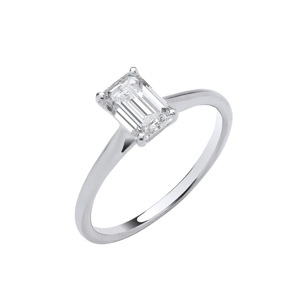 18ct White Gold 1.00ctw Emerald Cut Lab Grown Diamond Ring Igi Certified