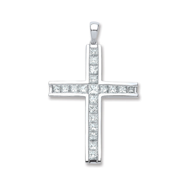 18ct White Gold 1.17ct Princess Cut Diamond Cross