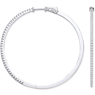 18ct White Gold 1.20ctw Claw Set Hoop Earrings