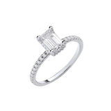 18ct White Gold 1.23ctw Emerald Cut Lab Grown Hidden Halo Diamond Ring Igi Certified