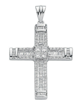 18ct White Gold 1.52ct Brilliant, Princess & Baguette Diamond Cross