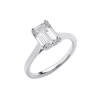 18ct White Gold 2.00ctw Emerald Cut Lab Grown Diamond Ring Igi Certified