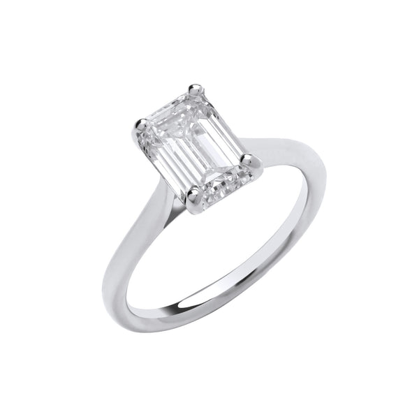 18ct White Gold 2.00ctw Emerald Cut Lab Grown Diamond Ring Igi Certified