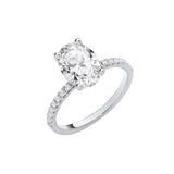 18ct White Gold 2.24ctw Oval Lab Grown Hidden Halo Diamond Ring Igi Certified
