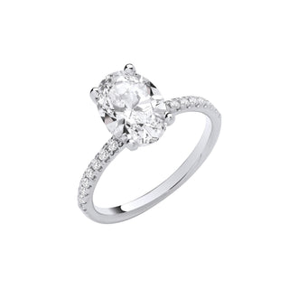 18ct White Gold 2.24ctw Oval Lab Grown Hidden Halo Diamond Ring Igi Certified