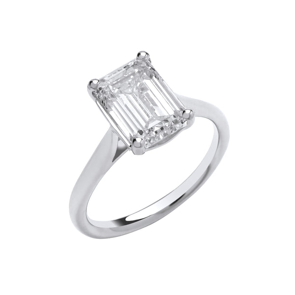 18ct White Gold 3.00ctw Emerald Cut Lab Grown Diamond Ring Igi Certified