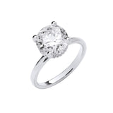 18ct White Gold 3.08ctw Solitaire Lab Grown Hidden Halo Diamond Ring Igi Certified
