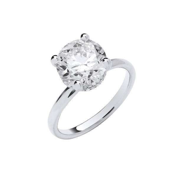 18ct White Gold 3.08ctw Solitaire Lab Grown Hidden Halo Diamond Ring Igi Certified