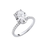 18ct White Gold 3.28ctw Oval Lab Grown Hidden Halo Diamond Ring Igi Certified