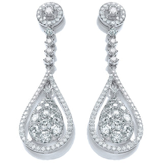 18ct White Gold 3.30ct Diamond Drop Earrings