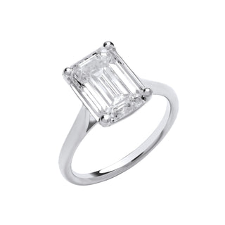 18ct White Gold 4.00ctw Emerald Cut Lab Grown Diamond Ring Igi Certified
