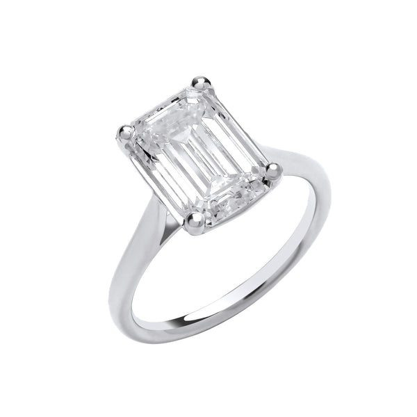 18ct White Gold 4.00ctw Emerald Cut Lab Grown Diamond Ring Igi Certified