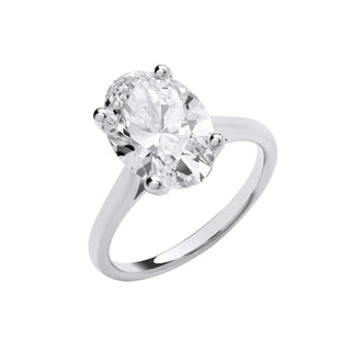 18ct White Gold 4.00ctw Oval Cut Lab Grown Diamond Ring Igi Certified