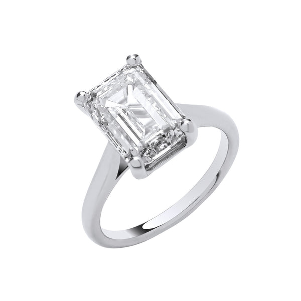 18ct White Gold 5.00ctw Emerald Cut Lab Grown Diamond Ring Igi Certified