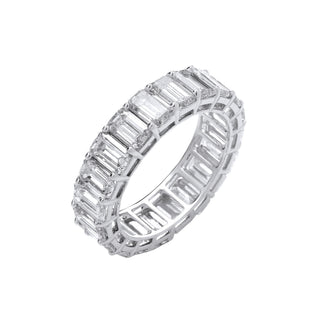 18ct White Gold 6.00ctw Emerald Cut Lab Grown Diamond Eternity Ring Wgi Certified