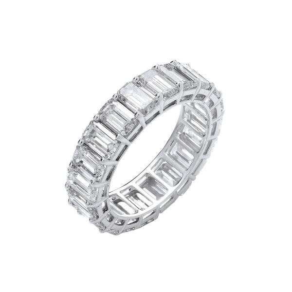 18ct White Gold 6.00ctw Emerald Cut Lab Grown Diamond Eternity Ring Wgi Certified