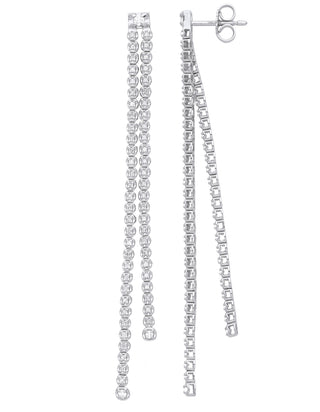 18ct White Gold Double Row 0.50ctw Drop Earrings