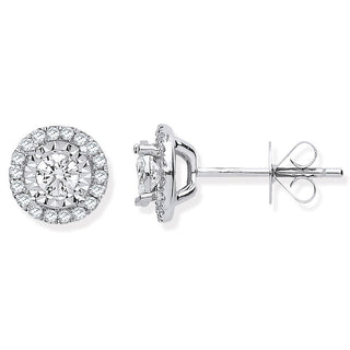 18ct White Gold Halo 0.50ctw Diamond Studs