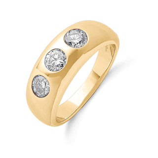 18ct Yellow Gold 1.00ct Gents 3 Stone Diamond Band R