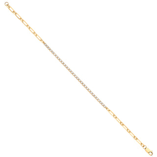 18ct Yellow Gold Half & Half Diamond Tennis Bracelet 0.80ctw