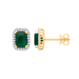 18k Yellow Gold 0.16ctw Diamond & 2.08ctw Emerald Earrings